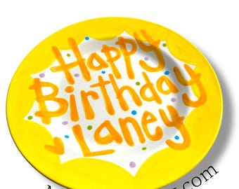 Handmade made to order ceramic birthday plate personalized 10 inch