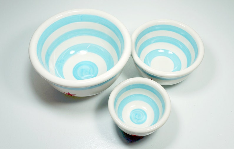 NESTING Serving Bowl set with the Chicago Flag design Easy to put away,a great Wedding Gift New Home Gift