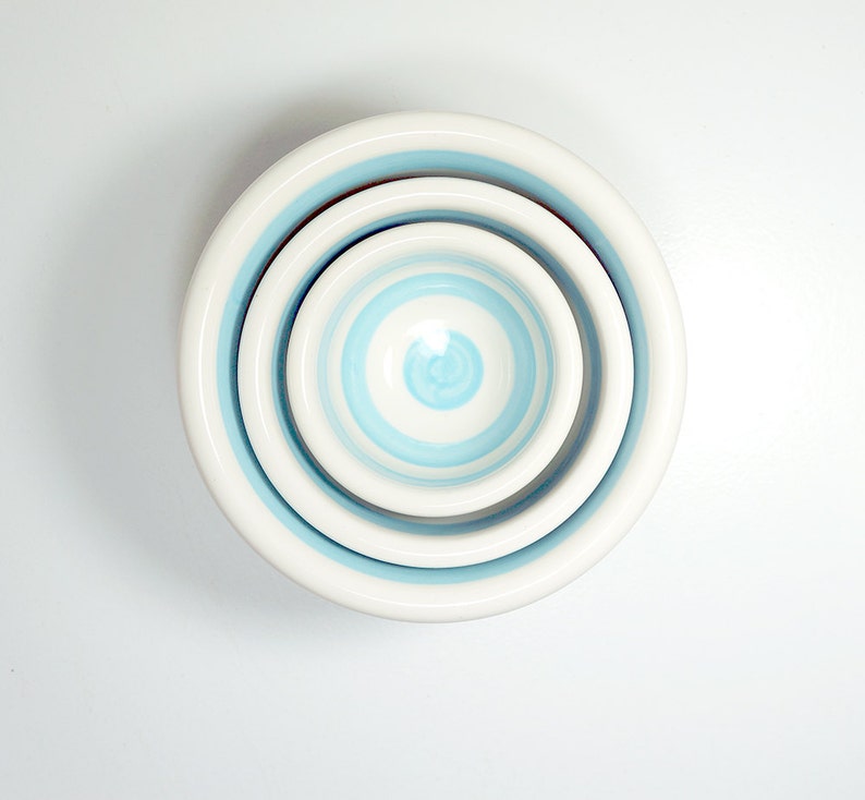 NESTING Serving Bowl set with the Chicago Flag design Easy to put away,a great Wedding Gift New Home Gift