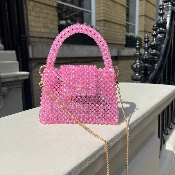 Bolso de lujo hecho a mano con cuentas de cristal