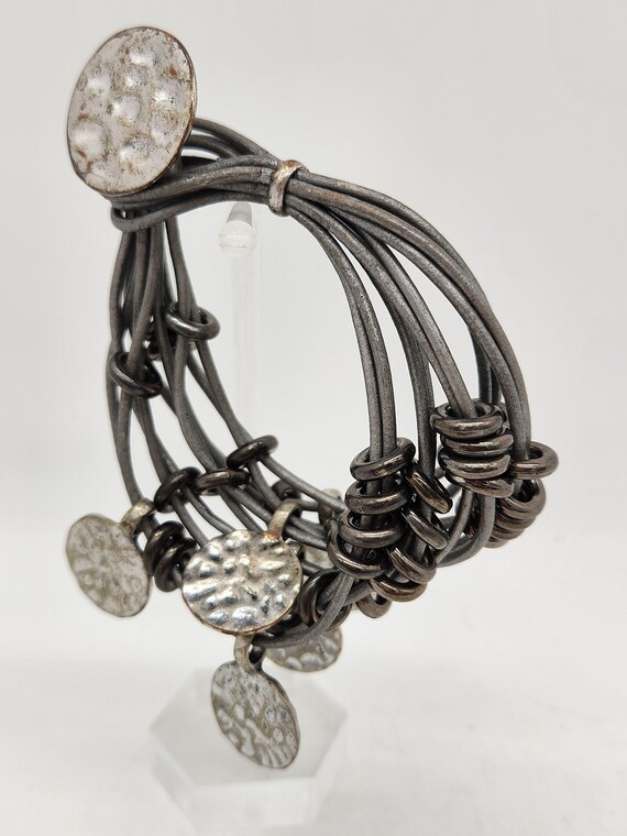 Bohemian String Fashion Bracelet with Hammered Me… - image 4