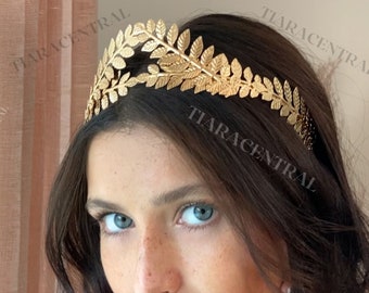 Greek Goddess Crown, greek wedding, grecian headpiece, goddess headpiece, gold leaves, silver leaves, hair wreath, laurel