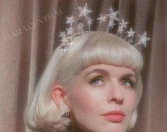 Star Crown Headband, Burlesque Hair Jewelry, Gatsby Party Headpiece, Festival head piece, celestial hair jewelry, star headband