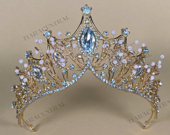 Bridgerton Crown Gold Tiara Silver Royaltycore tocado real corona barroca corona rococó diamantes joyas cristales majestuoso