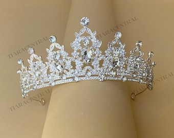 Classic silver Tiara Crown, silver crown bride, gold crown prom, rose-gold tiara, Crystal Crown, Rhinestone Tiara, royal crown