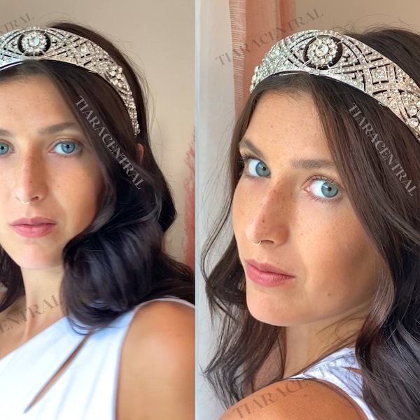 Silver Art Deco Headband, Art Deco Tiara, unique bridal headpiece, royal tiara, royalty crown, meghan markle inspired