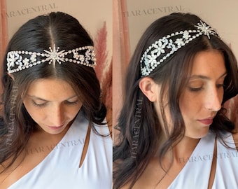 Fascia per capelli con stella di strass, accessorio per capelli celesti, gioielli per capelli da sposa, pezzo di capelli Old Hollywood, sposa vintage