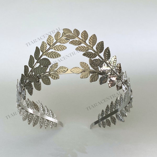 Silver leaf crown, gold leaves headpiece, costume party headpiece, prom hair jewelry, masquerade ball hair accessory