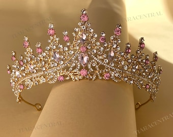 Goldrosa Tiara Krone Diadem Kopfschmuck Silberrosa Haarschmuck besonderes Event Pride Geschenk für meine Königin Fotoshooting Schmuck