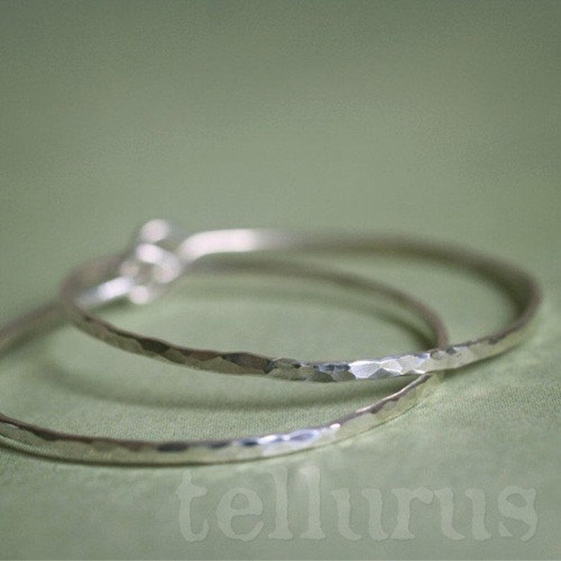 sterling silver hoop earrings with hammered facets Flint Hoops