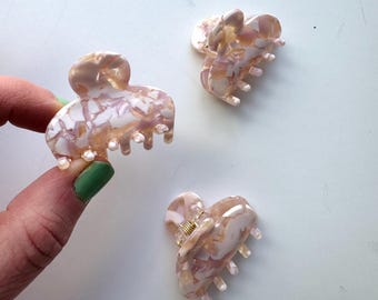 Pink Lavender Cream Hair Claw Clip – Small Acetate Strong Grip Accessory