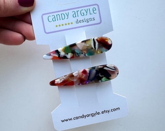 Confetti Hair Clip Set - Colorful Raindrop Alligator Clips