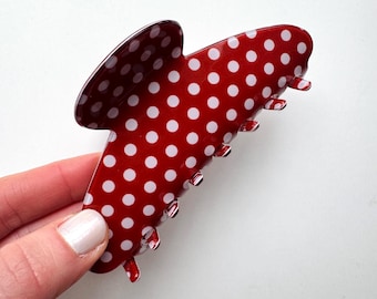 Pinza para el pelo con lunares - Pinza para el pelo rosa - Pinza para el pelo de San Valentín - Accesorio para el pelo de mujer