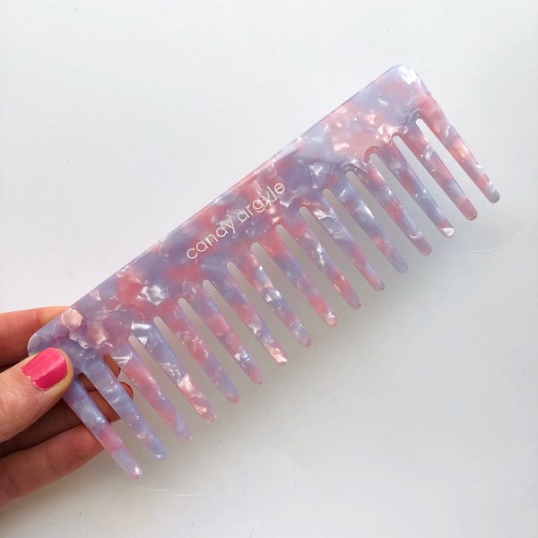 Wide tooth comb - pink purple hair comb - Curly hair comb - thick hair comb - thin hair comb - seamless hair comb - gift for women - comb