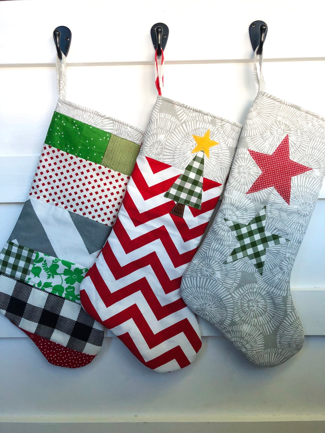 Christmas Stocking Red Stockings Holiday Stockings Family Stockings Red ...