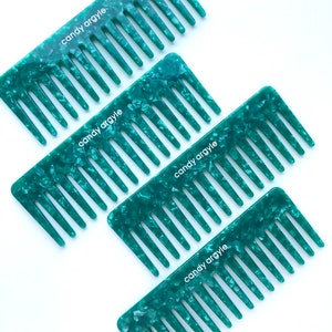 Wide tooth hair comb - hair comb - curly hair comb - acetate comb - green comb - gifts for women - soft tooth hair comb- wet hair comb