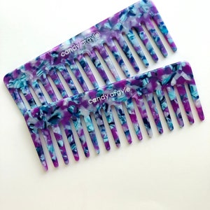 Acetate Wide Tooth Comb - Purple Blue Hair Comb - Etsy