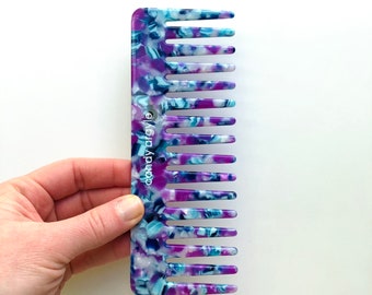 Wide tooth comb - purple blue comb - acetate comb - thick hair comb - wet hair comb - gift for mom - hair comb - blue hair comb - shower