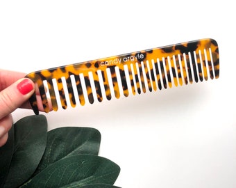 Tortoise shell comb - hair comb - wide tooth comb - mens comb - women comb - smooth hair comb - beauty tool - brown black hair comb - gift