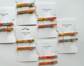Pink Hair Clips - Acetate hair Clip - coral Hair Clip - Alligator Hair Clip - Colorful Hair Clip - Hair Clips for Women - aqua yellow clip