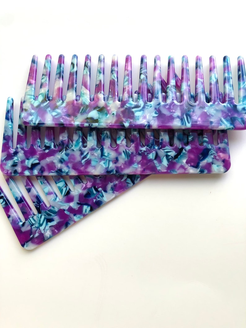 Acetate Wide Tooth Comb - Purple Blue Hair Comb - Etsy