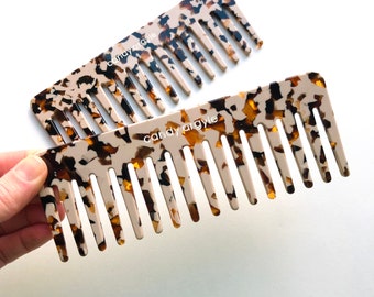 Tortoise Shell Wide Tooth Comb – Acetate Hair Styling Comb