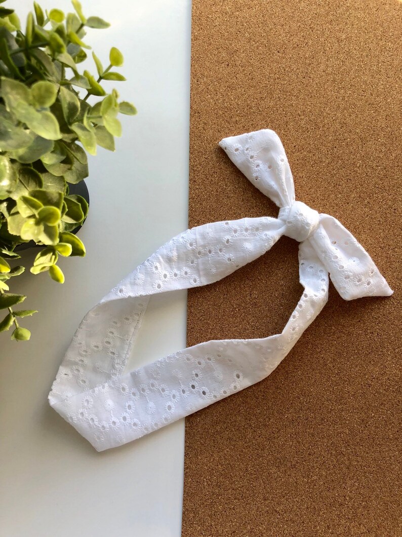 Eyelet Hair Scarf Fabric Hair Scarf White Hair Tie White Etsy