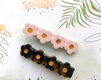 Tortoise shell hair clip - pink hair clip - flower hair clips - daisy hair barrette - girls hair clip - spring hair clips - small hair clips