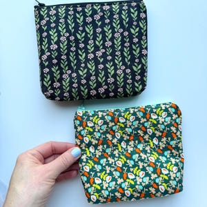 denim zipper pouch - upcycled jean pouch - denim make up bag - six inch zipper pouch - cosmetic pouch - gift teen girls - gift women - pouch