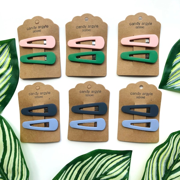 Snap clips - matte hair clip - snap hair clip - pink green hair clip - blue hair clip - girls hair clips - women small hair clip - girl gift