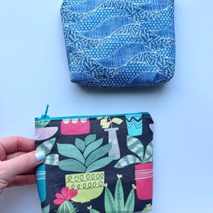denim zipper pouch - upcycled jean pouch - denim make up bag - six inch zipper pouch - cosmetic pouch - gift teen girls - gift women - pouch