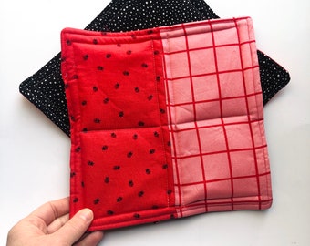 Hot pads - black white hot pads - red hot pads - ladybug hot pads - baking gift - cooking gift - kitchen gift - red pink hot pads - mom gift