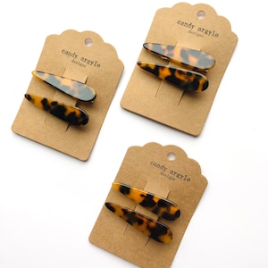 Hair clips - tortoise shell clips - brown black hair clip - girls hair clip - women hair barrette - small hair clip - teardrop hair clip -