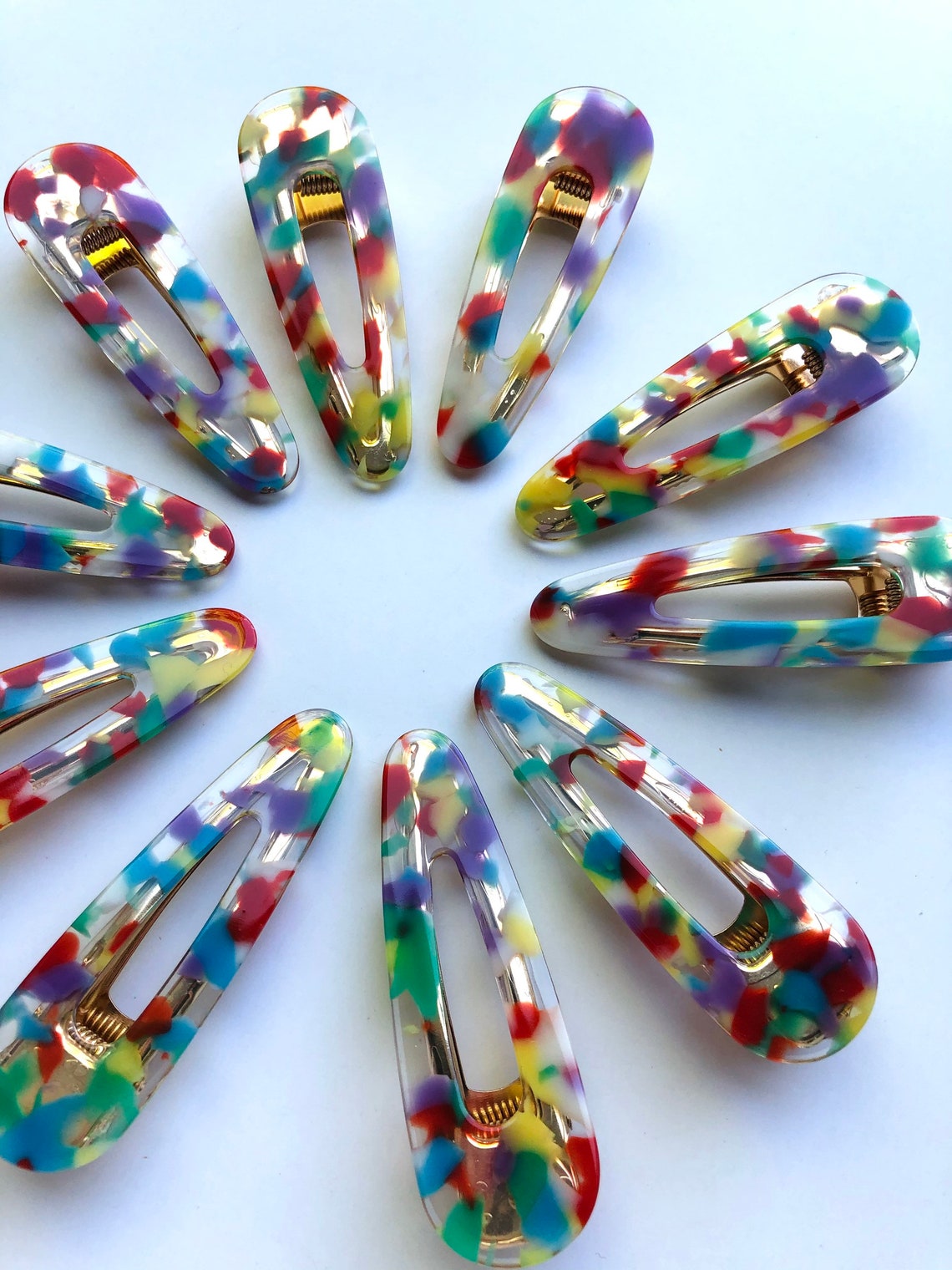 Confetti hair clips rainbow hair clips yellow clips A blue Etsy