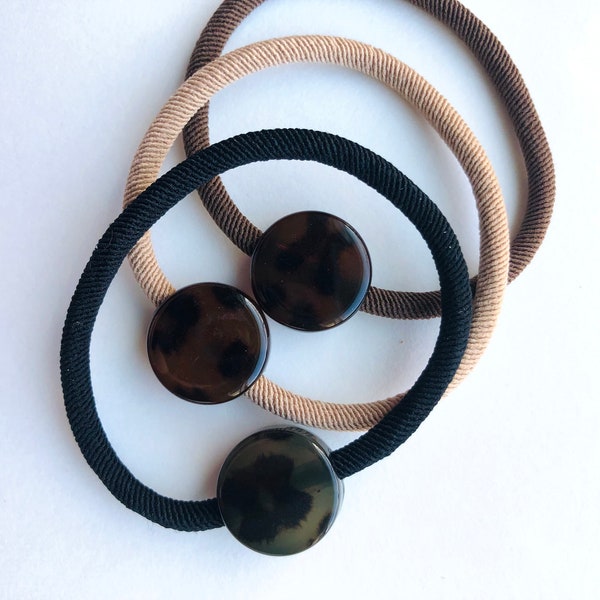 Hair elastics - tortoise shell hair ties - hair ties with acrylic - women hair elastic - brown hair ties - hair elastics for women - hairtie