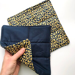Modern Hot Pads - bird Hot Pad - blue yellow hot pads - duck hot pads - Wedding Gift - Set of Two Hot pads - Baking Gift - Cooking Gift