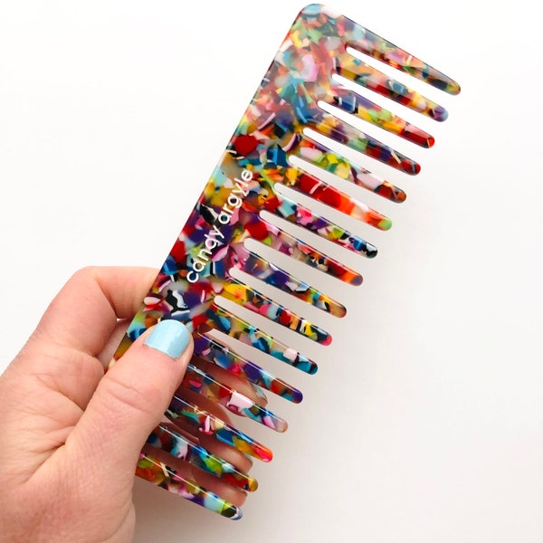 Wide tooth comb - acetate comb - hair comb - womens hair comb - curly hair comb - colorful comb - gift for women - wet hair comb - hair gift