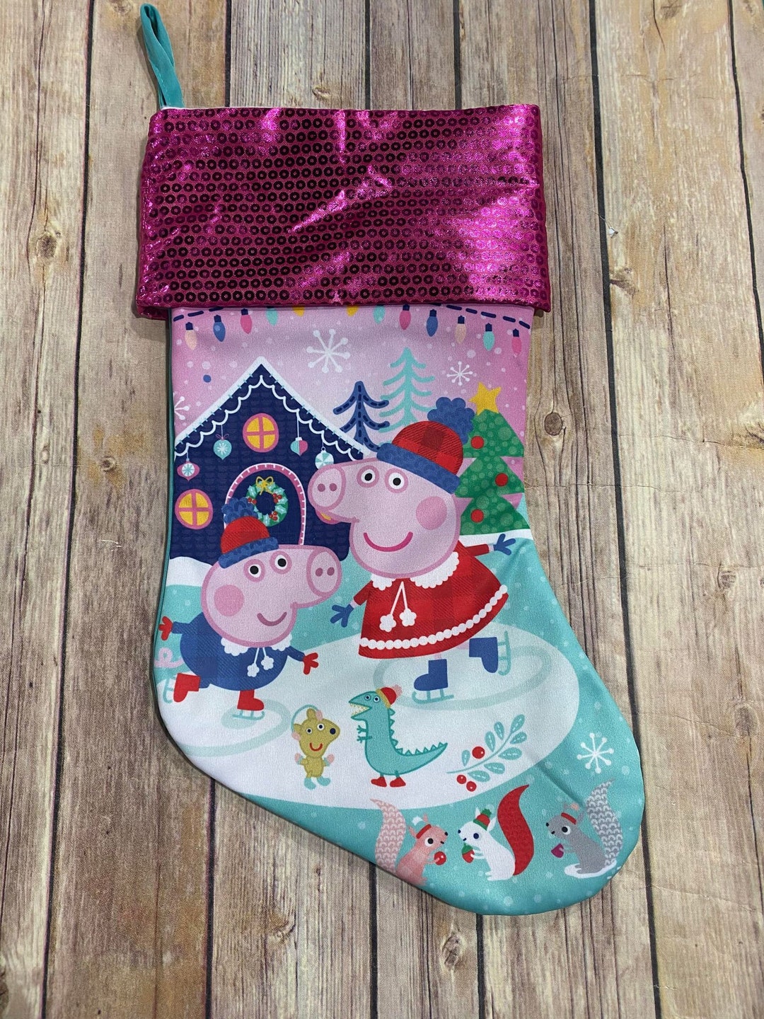 Peppa Pig Christmas Stocking, Personalized Christmas Stocking, Peppa