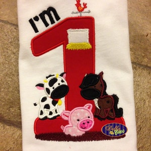 1st Birthday Farm Animals tee shirt - Custom First Birthday Shirt - Farm Animals Birthday Shirt