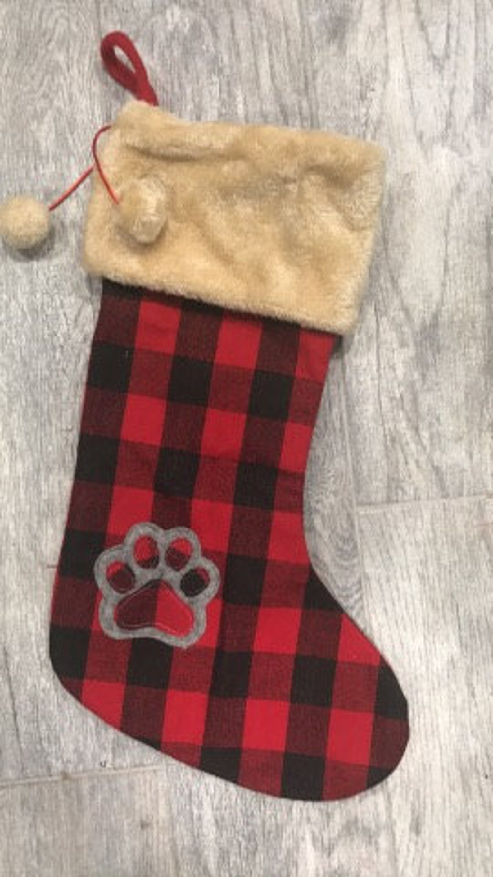 Christmas Stocking Paw Print Stocking Christmas Santa Dog Etsy