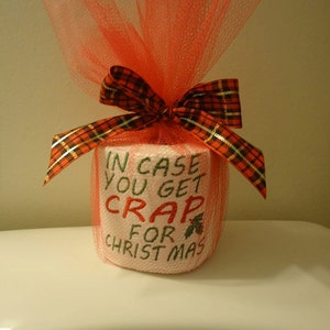 White, Elephant gift, Funny Embroidered Toilet Paper, Funny Toilet Paper, In case you get crap for Christmas toilet paper,  Toilet Paper