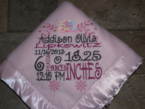 Custom Birth Announcement Blanket Custom Baby Blanket for Girls Baby Blanket for Boys Newborn Gift Personalized Embroidery Etsy