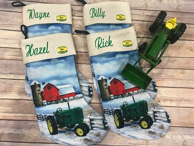 Christmas Stocking John Deere Tractor Stocking Tractor Etsy