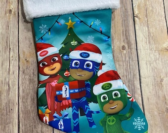 PJ Masks Christmas Stocking, Personalized Christmas Stocking, Owlette Gekko Catboy Stocking