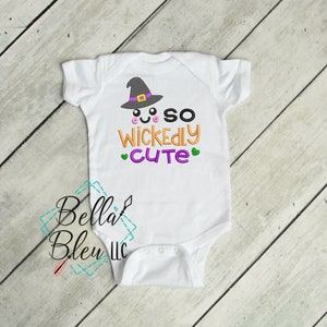 Halloween Wickedly Cute Onesie - Baby embroidery gifts, Baby onesie funny, Baby onsie funny,Halloween Baby Onesie, Halloween Witch Custom