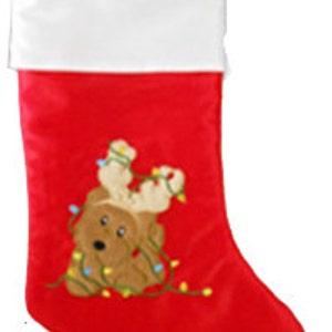 Personalized, Christmas Stocking, Monogrammed Stocking, Christmas Decor, Red Dog Embroidered Christmas Stocking
