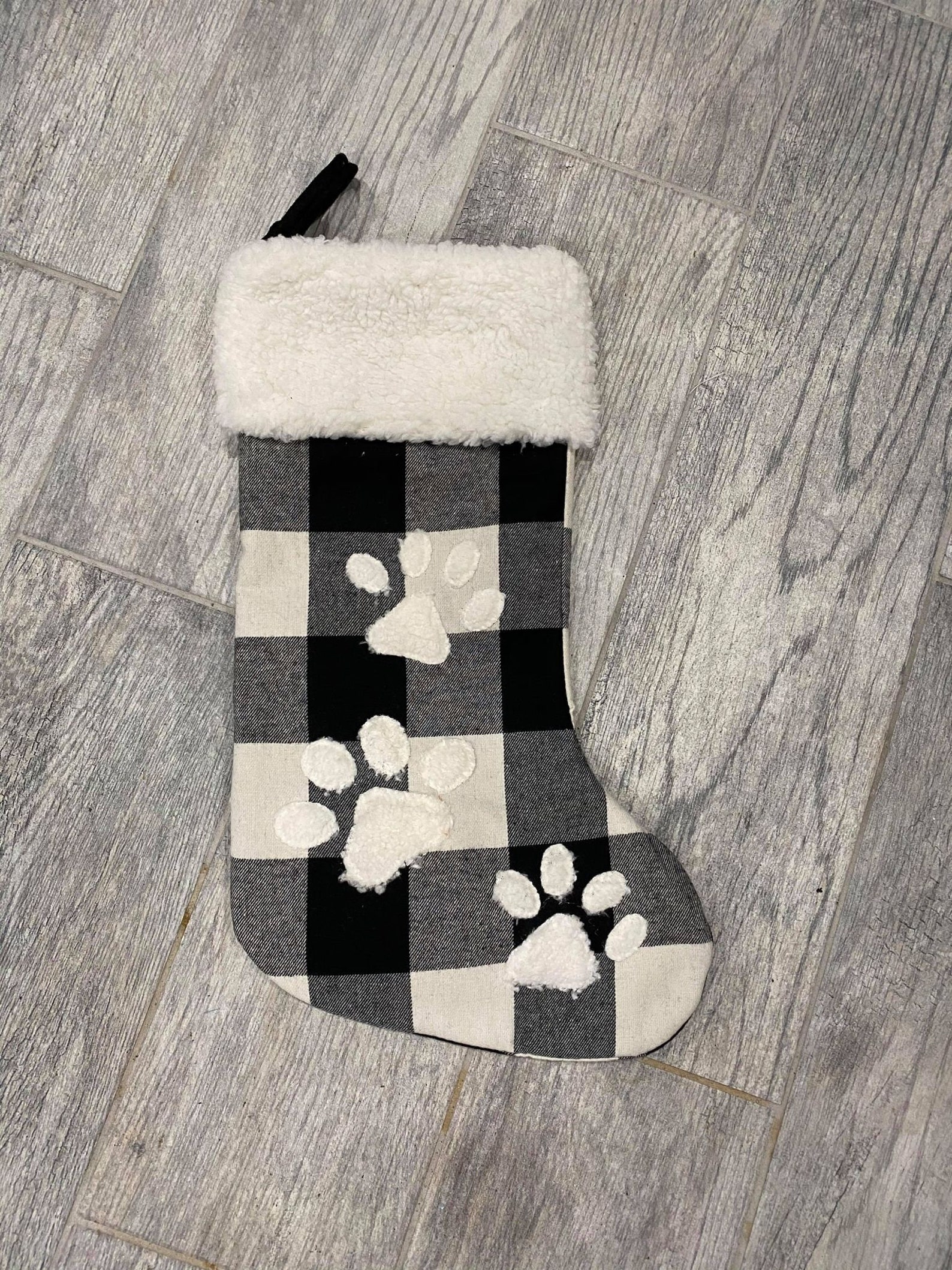 Christmas Stocking Paw Print Stocking Christmas Santa Dog Etsy