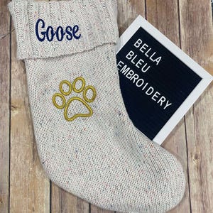 Christmas stocking - Paw Print stocking - Christmas Santa Dog Cat Paw stocking - Personalized stocking - Sweater Stocking