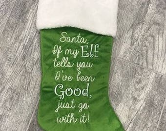 Christmas Stocking, Elf Christmas stocking, Elf stocking, personalized Christmas Elf  stocking