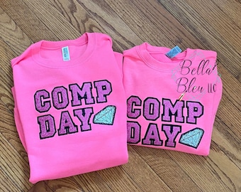 Cheer Competition Day Custom Sweatshirt, Comp Day, Cheer Mom Dad Crew Neck Sweatshirt